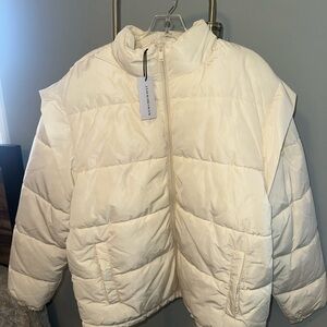 We Wore What Quilted Puffer Jacket with High Collar